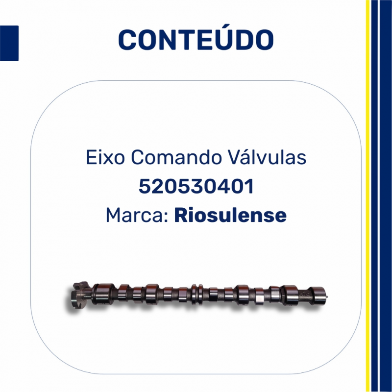 Eixo Comando de Válvulas Riosulense Chevrolet Onix Prism Joy 1.0 8V SPE/4 520530401 - Mercantil Peças
