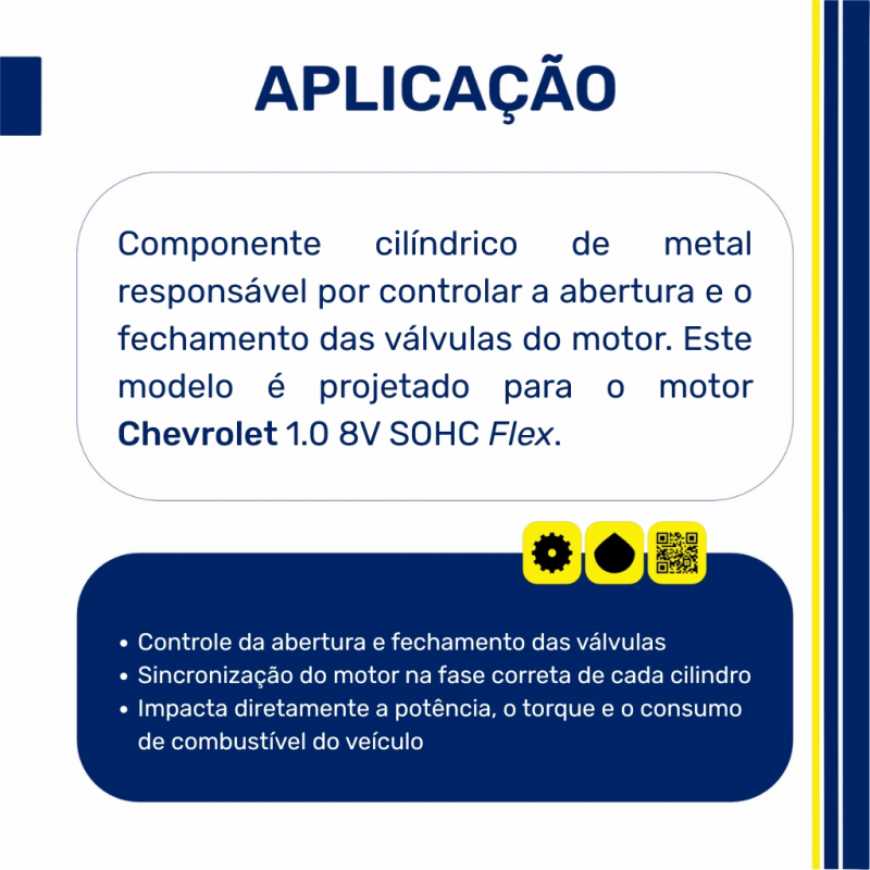 Eixo Comando de Válvulas Riosulense Chevrolet Onix Prism Joy 1.0 8V SPE/4 520530401 - Mercantil Peças