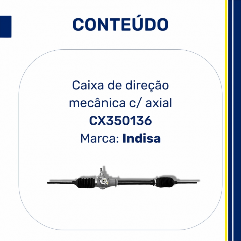CX350136 - Caixa de Direção Mecânica Fiat 1.0 / 1.3 / 1.5 / 1.6 8V - Indisa