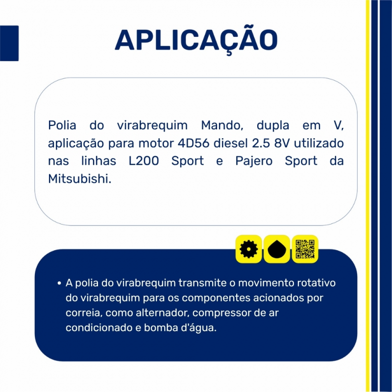 MB5093 - Polia Virabrequim Dupla em V Mando L200 e Pajero Sport 2.5 8V 4D56 Diesel - Mando Machinery