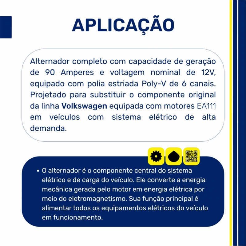 NX-3032 - Alternador 12V 90A Volkswagen Gol, Fox, Polo e Golf - Nexe do Brasil