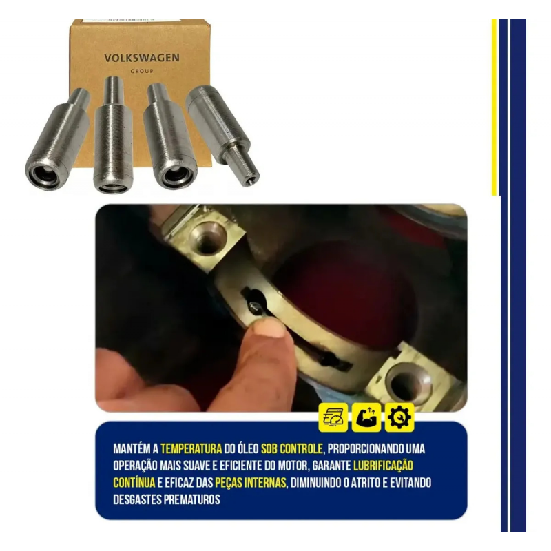 KIT 4 INJETORES OLEO JET COOLER FOX GOL G5 POLO SPACEFOX VW
