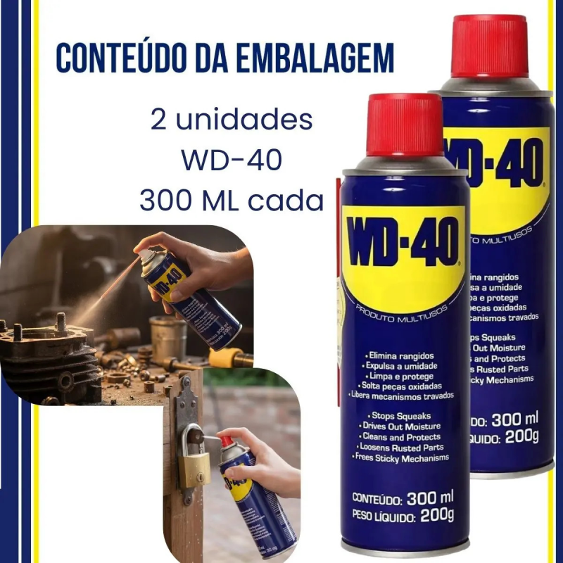 KIT 2 óLEOS SPRAY DESENGRIPANTE LUBRIFICANTE TRANSPARENTE WD40