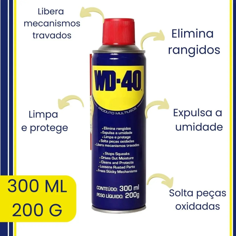 KIT 2 óLEOS SPRAY DESENGRIPANTE LUBRIFICANTE TRANSPARENTE WD40