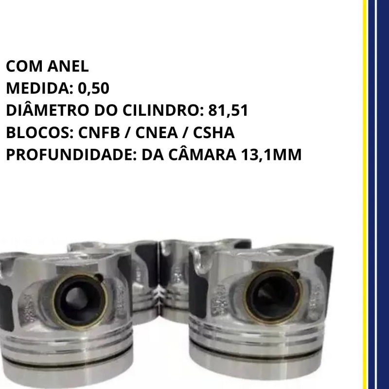JOGO PISTÃO ANEIS AMAROK DIESEL VW 2.0 16V 050 12/22 KS 050