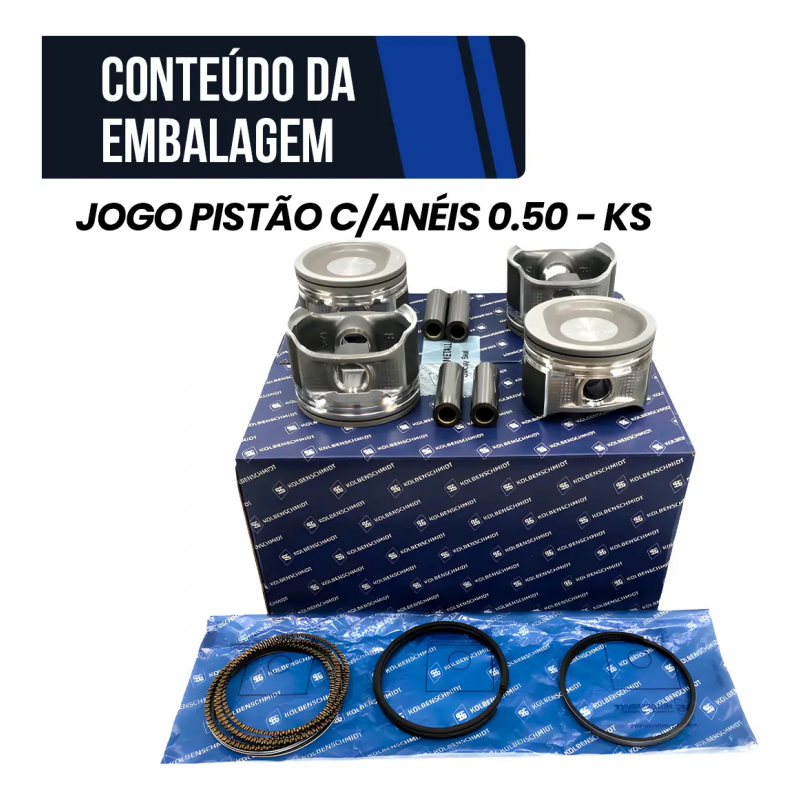 JOGO PISTÃO COM ANEIS GOL FOX SAVEIRO GOLF G5 G6 1.6 8V 0,50