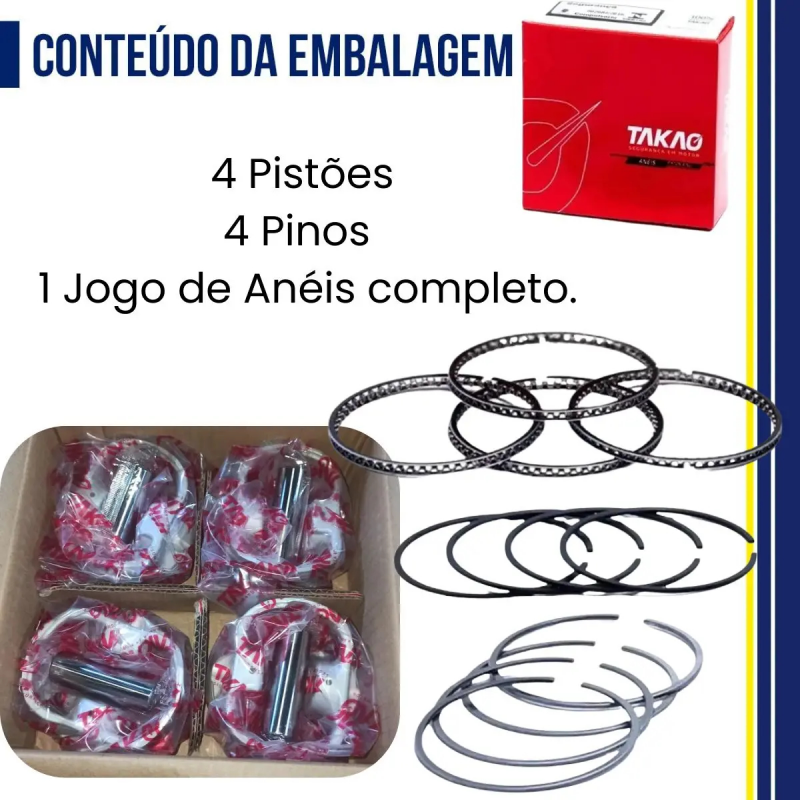 JOGO PISTAO C/ ANEIS MERIVA CORSA COBALT MONTANA 1.8 8V FLEX 0.50MM