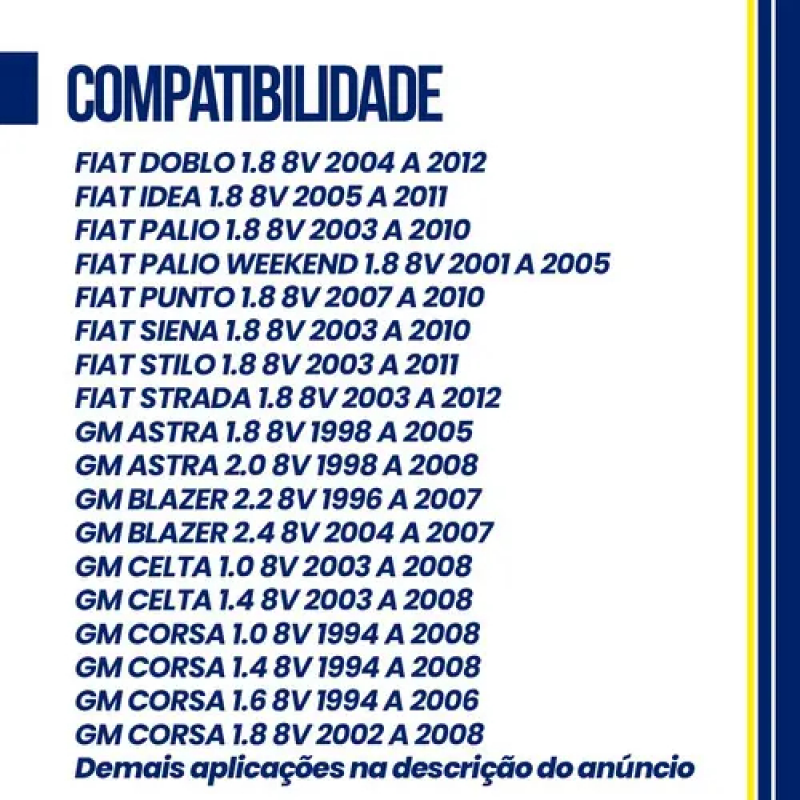KIT 8 BALANCIM ESCORAS MOTOR CORSA WIND SUPER 1.0 8V 94/2006