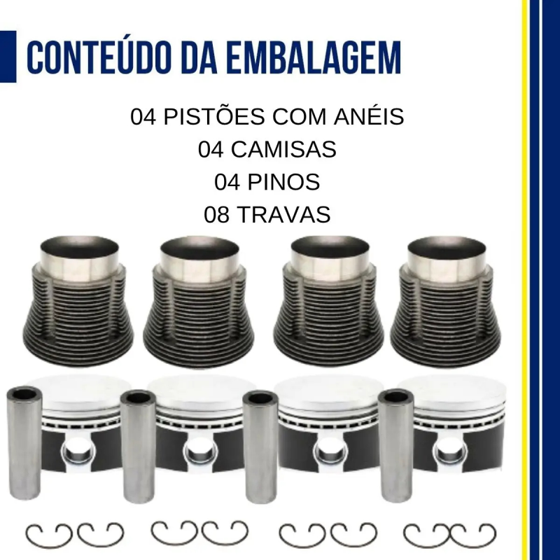 KIT PISTãO ANEL PINO TRAVA FUNDIDO STD 88MM FUSCA 1.700CC
