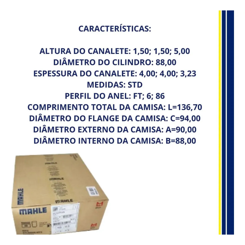 KIT PISTãO ANEL PINO TRAVA FUNDIDO STD 88MM FUSCA 1.700CC