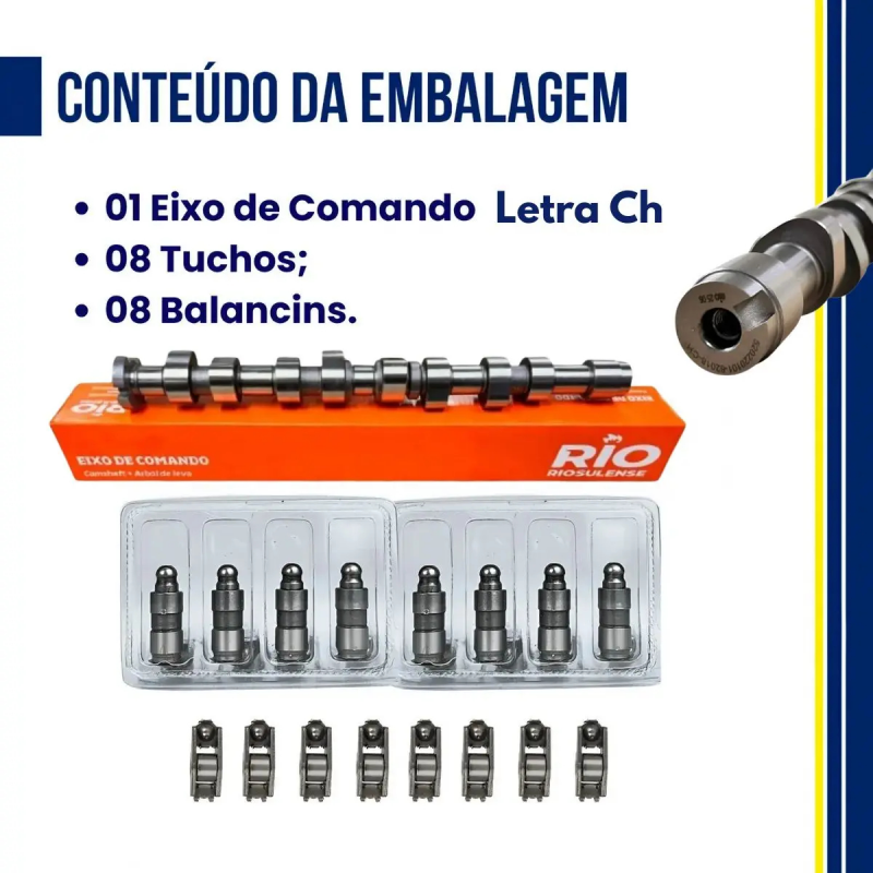 KIT EIXO DE COMANDO TUCHO BALANCIM GOL 1.0 8V 05/08 LETRA CH