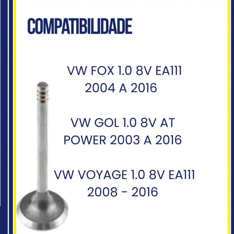 KIT VALVULA ADMISSÃO ESCAPE GOL VOYAGE 1.0 8V EA1111 04/16