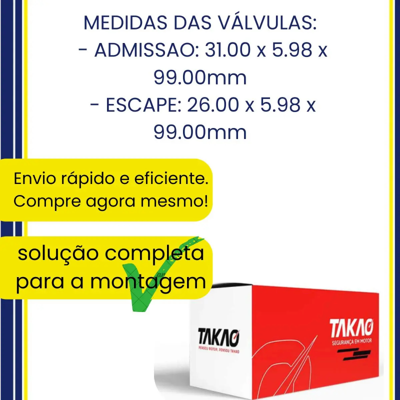 KIT VALVULA ADMISSÃO ESCAPE GOL VOYAGE 1.0 8V EA1111 04/16