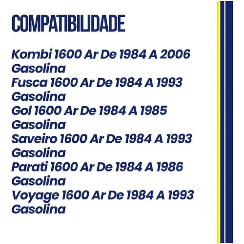 KIT MOTOR CAMISA PISTÃO ANEL KOMBI FUSCA GOL 1600 GASOLINA