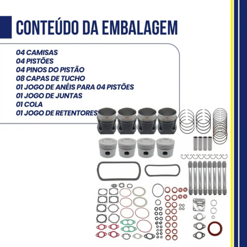 KIT MOTOR CAMISA PISTÃO ANEL KOMBI FUSCA GOL 1600 GASOLINA