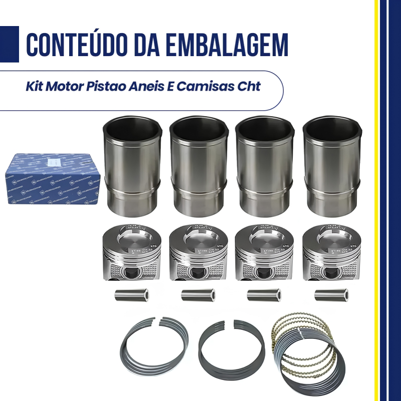 KIT MOTOR PISTAO ANEIS E CAMISAS CHT GASOLINA 1.6 8V GOL KS