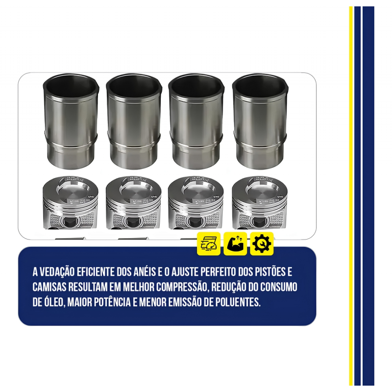 KIT MOTOR PISTAO ANEIS E CAMISAS CHT GASOLINA 1.6 8V GOL KS