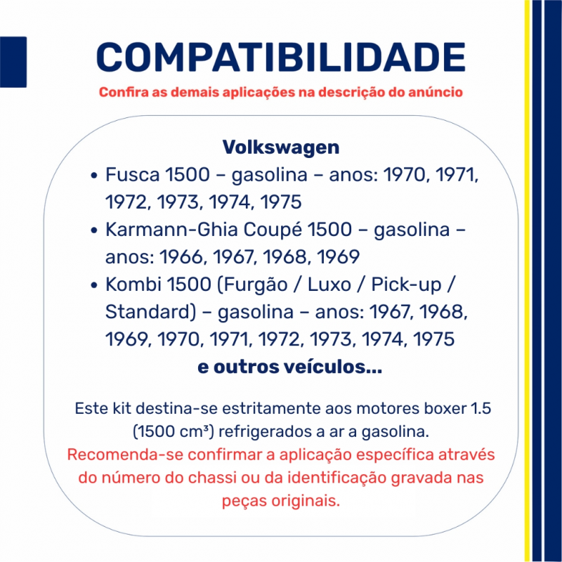 Kit Motor Camisa Pistão Anel Fusca Kombi Karmann Ghia 1500 8V Gasolina | KS Kolbenschmidt 40298969
