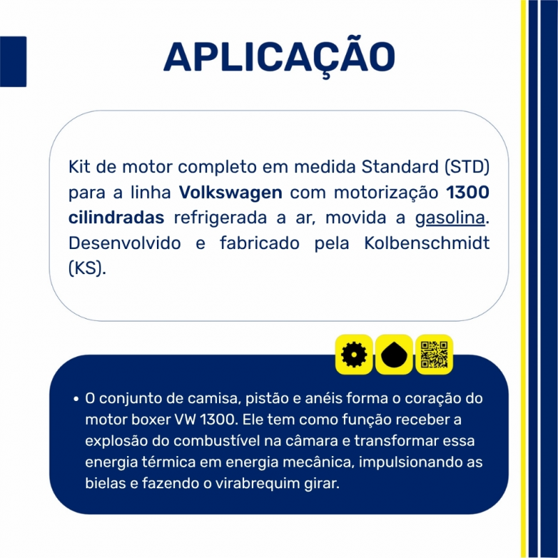 98129969 - Kit de Reparo (Pistão e Camisa) VW 1300 Refrigeração a Ar (Gasolina) - KSPG (KS)