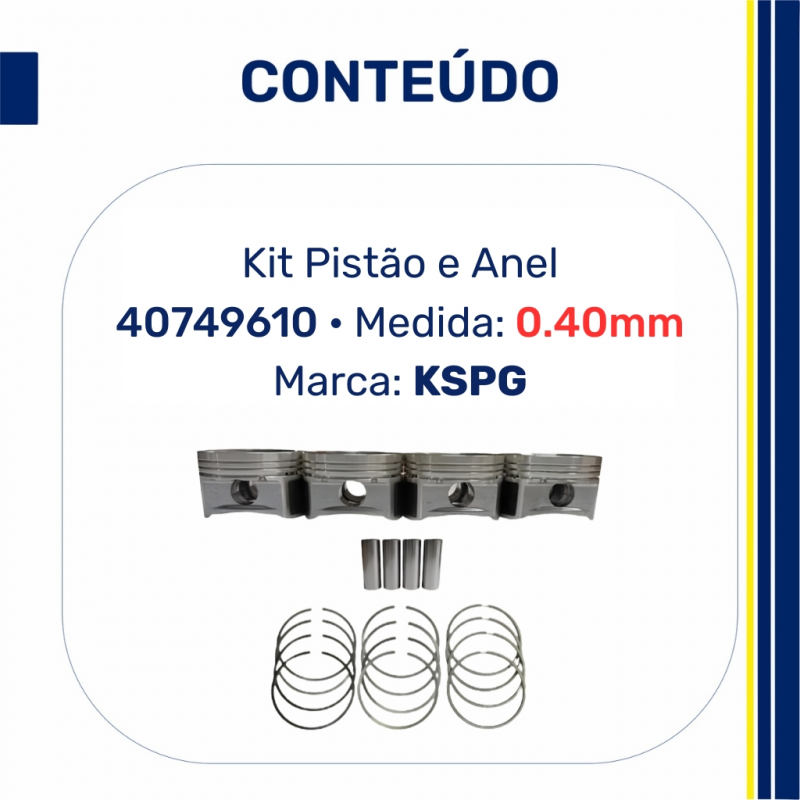 40749610 0.40 - Jogo de Pistões com Anéis Fiat Fire 1.4 8V Flex 0.40 - KSPG