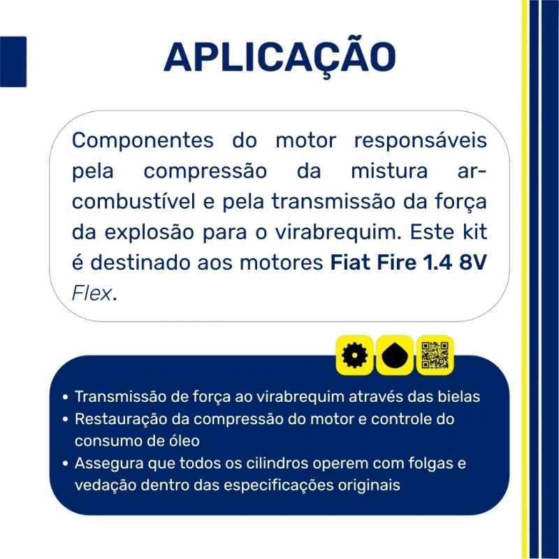40749610 0.40 - Jogo de Pistões com Anéis Fiat Fire 1.4 8V Flex 0.40 - KSPG