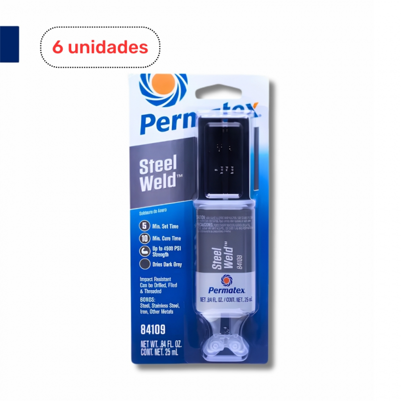 PX84109 - Kit c/ 6 Cola Epóxi Titanium Solda a Frio 25ml - Permatex