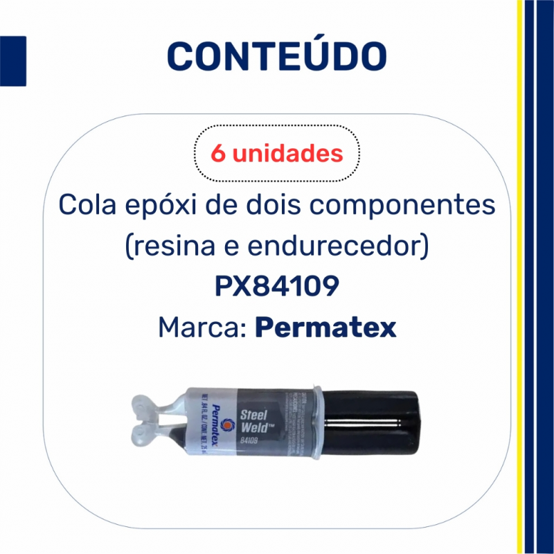 PX84109 - Kit c/ 6 Cola Epóxi Titanium Solda a Frio 25ml - Permatex